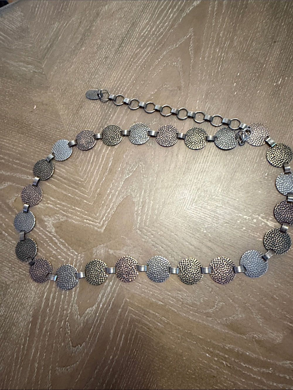 Textured Round Metal Link Waist Chain - Silver Tone